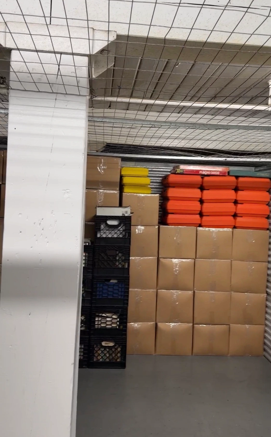Boxes sorted and neatly stacked after organizing